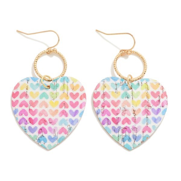 Wholesale cork Valentine s Day Heart Drop Earrings Linked Metal Hoop L