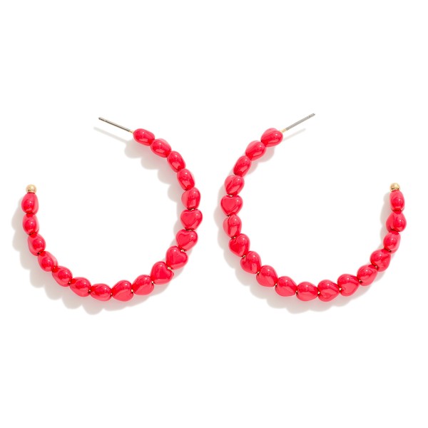 Heart Bead Hoop Earrings

- Approximately 2" D