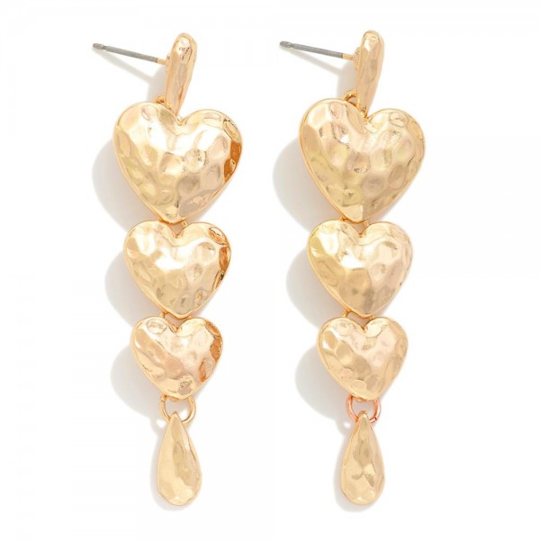 Wholesale hammered Waterfall Heart Drop Earring L