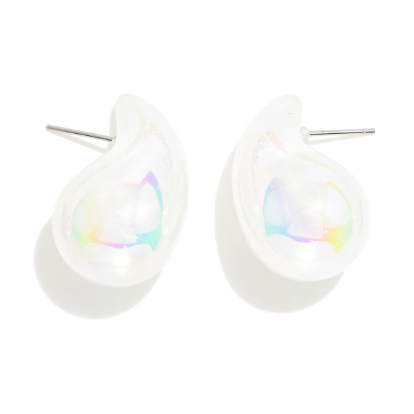 Pearlescent Teardrop Post Drop Earrings

- Approximately 1.25" L