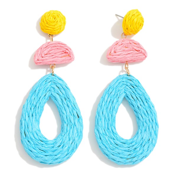 Geometric Raffia Drop Earring

- Approximately 3" L