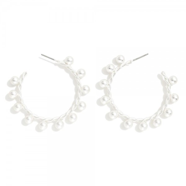 Studded Twisted Metal Hoop Earrings 

- Approximately 1.25" D