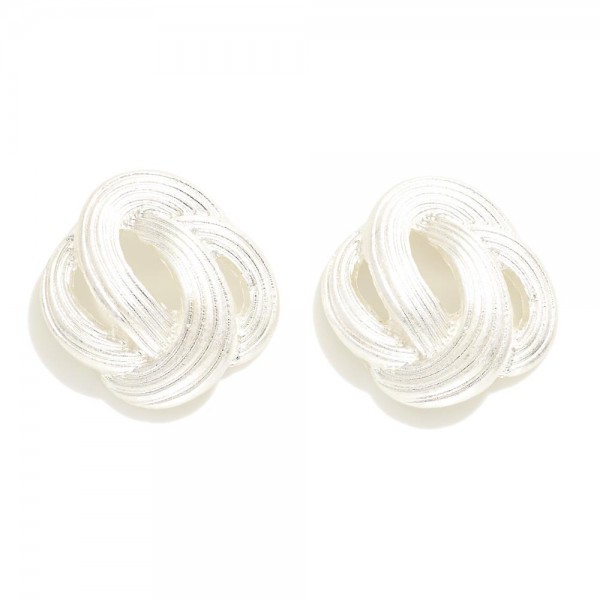 Textured Metal Infinity Loop Stud Earrings 

- Approximately 1"L