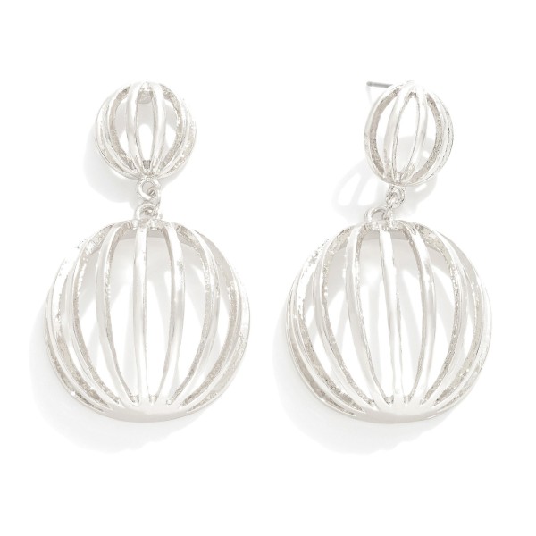 Linked Metal Hollow Wire Frame Semi-Circle Drop Earrings

- Approximately 2" L