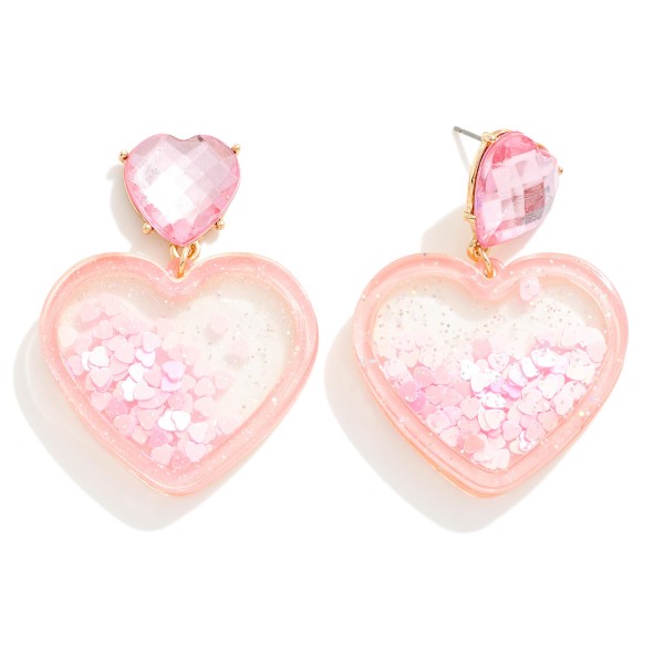 Heart Glitter Filled Heart Acetate Drop Earrings

- Approximately 2" L