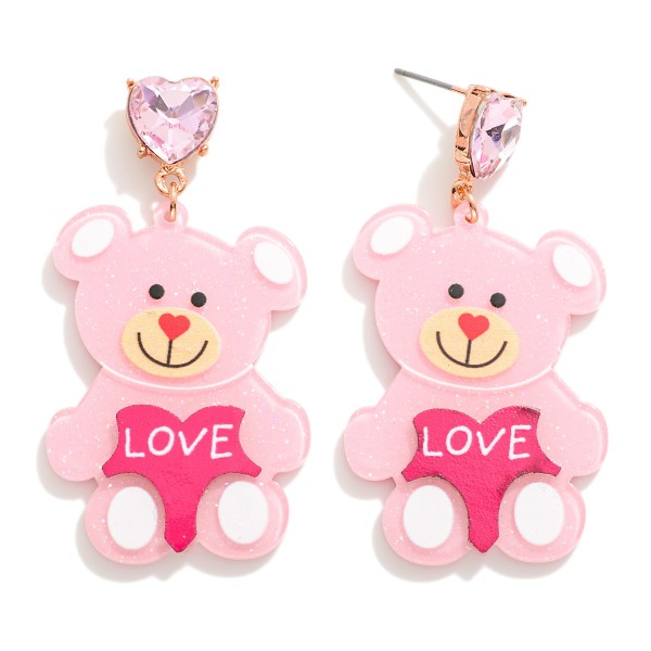 Wholesale resin Teddy Bear Valentines Drop Earring L