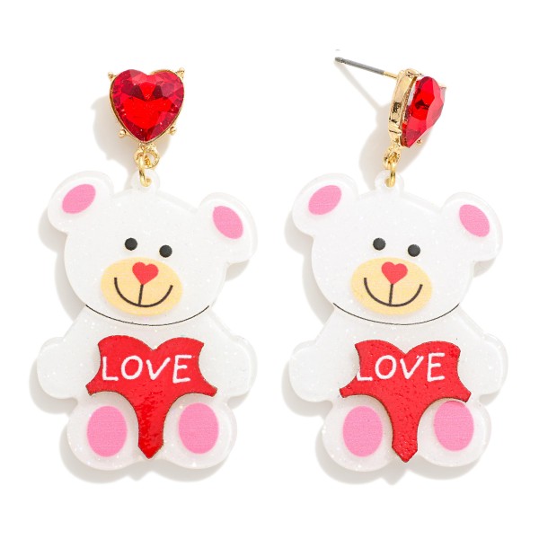 Wholesale resin Teddy Bear Valentines Drop Earring L