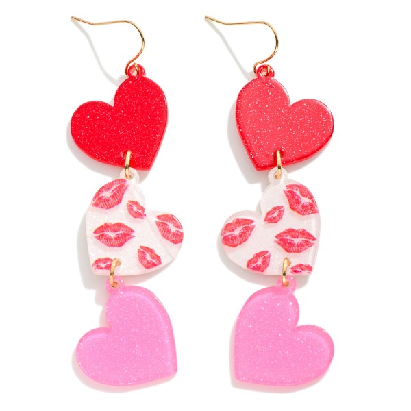 Linked Acetate Hearts Drop Earrings

- Approximately 3" L