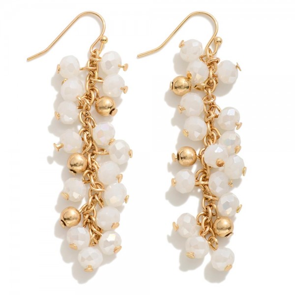 Wholesale metal Chain Link Drop Earrings Faceted Bead Details L