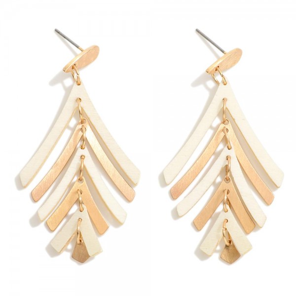 Wholesale gold Wood Cut Drop Earrings L