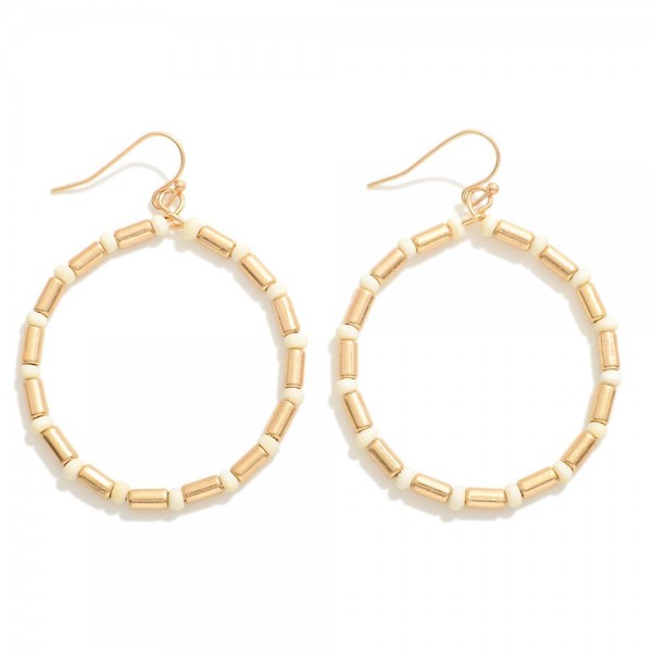 Wholesale circular Beaded Drop Earring Painted Wood Beads L