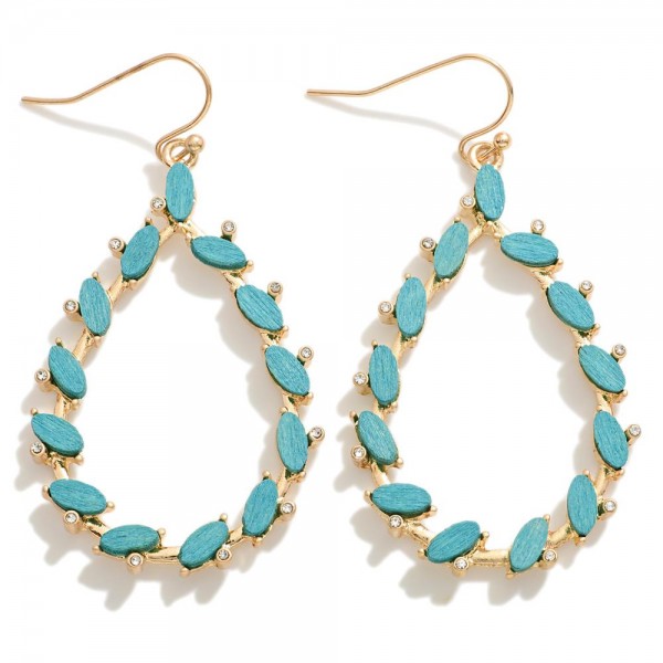 Wholesale wood Rhinestone Studded Teardrop Drop Earrings L