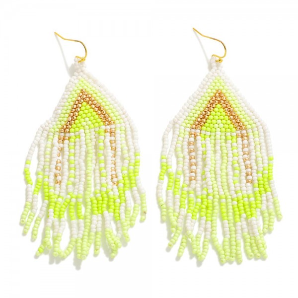 Long Seed Beaded Tassel Drop Earrings

- Approximately 3.5" L