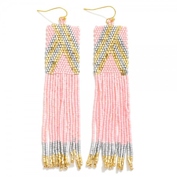 Seed Bead Tassel Drop Earrings

- Approximately 4" L