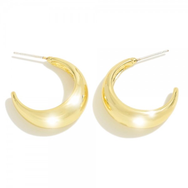 Metal Tapered Hoop Drop Earrings 

- Approximately .75" D