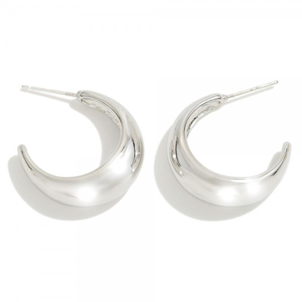 Metal Tapered Hoop Drop Earrings 

- Approximately .75" D