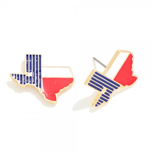 State of Texas Stud Earrings With Americana Detail 

Approximately .75" L