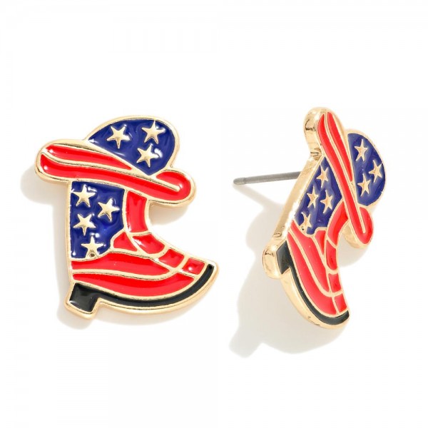 Americana Cowboy Boot & Hat Stud Earrings

Approximately .75" L 
