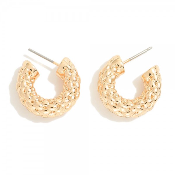 Wholesale braided Metal Huggie Hoop Earrings D