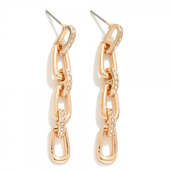 Chain Link Drop Earrings With Rhinestone Details 

- Approximately 2" L