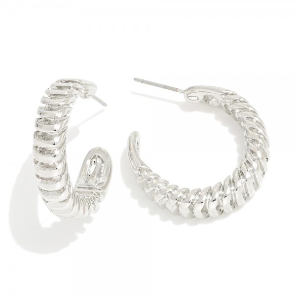 Wholesale textured Metal Drop Hoop Earrings D