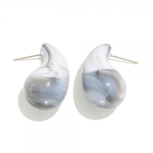 Wholesale puffy Acetate Teardrop Stud Earrings L