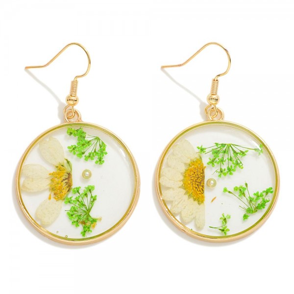 Dry Pressed Flower Resin Drop Earrings

- Approximately 1.75" L