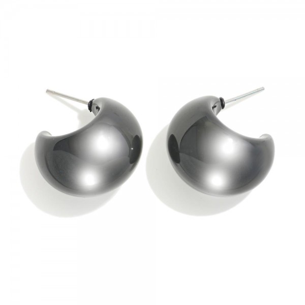 Wholesale puffy Teardrop Huggie Hoop Earrings D