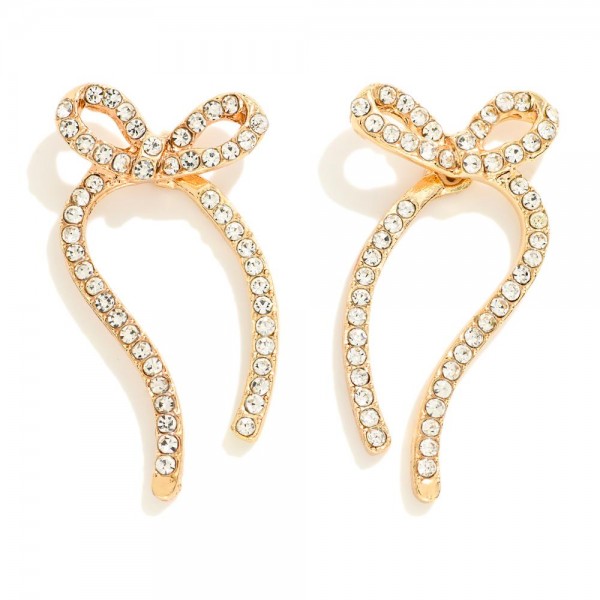 Wholesale rhinestone Studded Bow Drop Earrings L