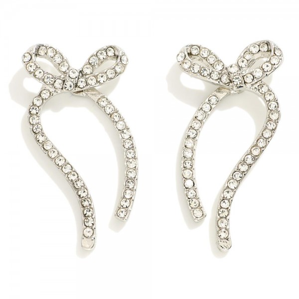 Wholesale rhinestone Studded Bow Drop Earrings L