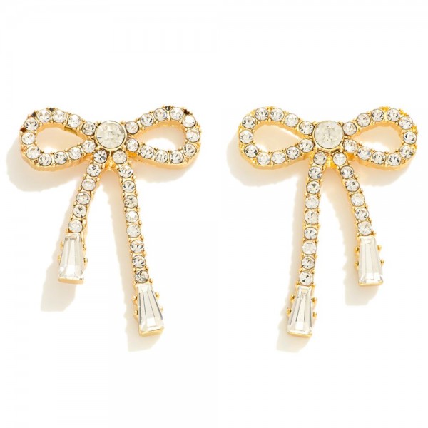 Wholesale rhinestone Studded Bow Drop Earrings L