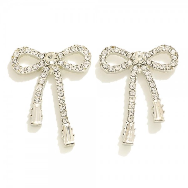 Wholesale rhinestone Studded Bow Drop Earrings L