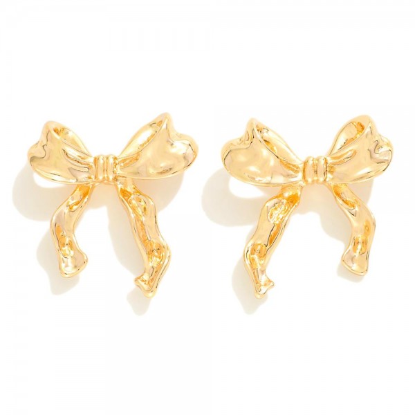 Wholesale crumbled Metal Bow Stud Earrings L