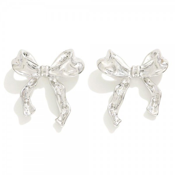 Wholesale crumbled Metal Bow Stud Earrings L