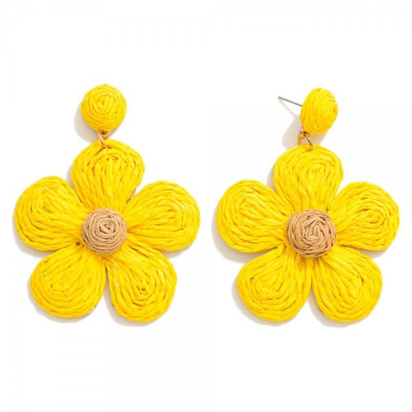 Wholesale raffia Flower Drop Earrings L