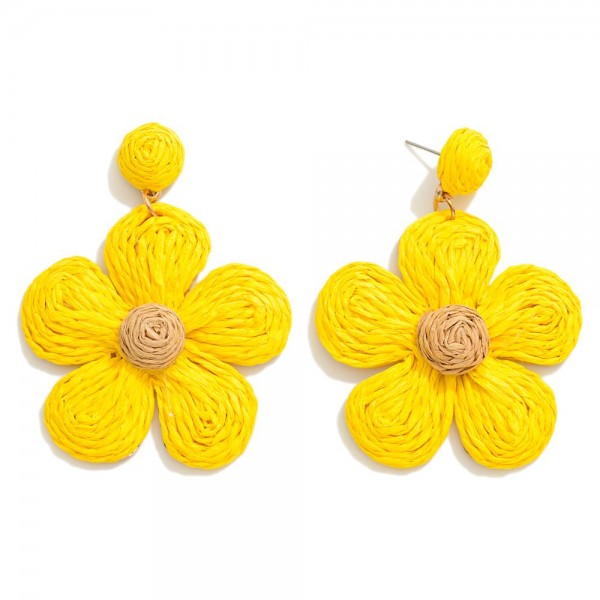 Raffia Flower Drop Earrings 

- Approximately 2.75" L