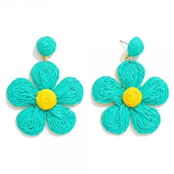 Raffia Flower Drop Earrings 

- Approximately 2.75" L