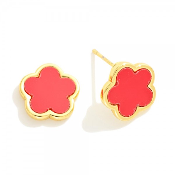 Wholesale gold Dipped Flower Stud Earrings L