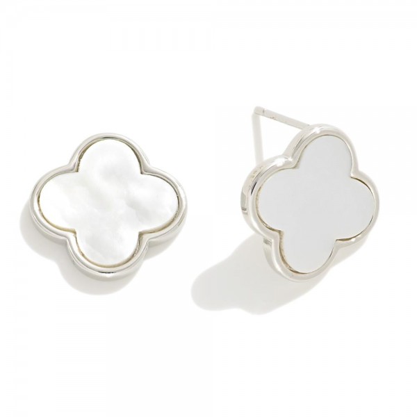 Wholesale white Gold Dipped Clover Stud Earrings L