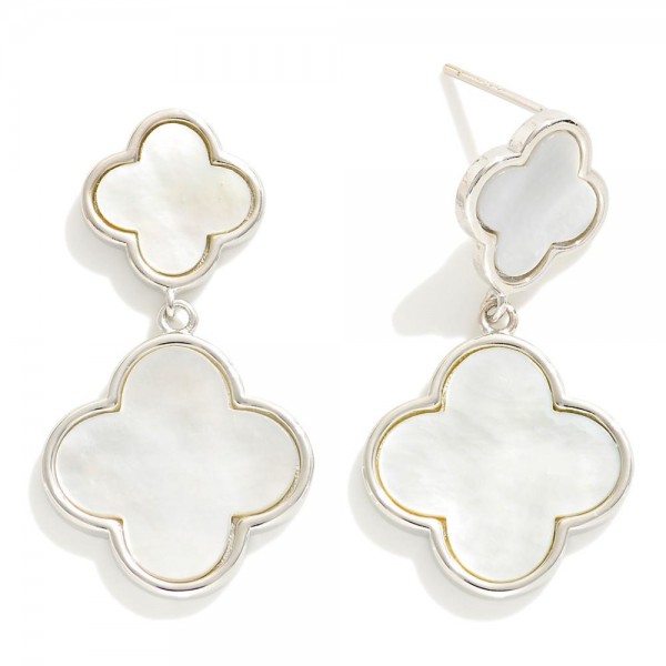 Wholesale gold Dipped Linked Clover Drop Earrings L