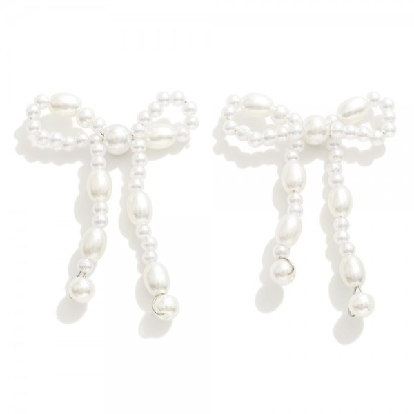 Wholesale pearl Beaded Bow Drop Earrings L