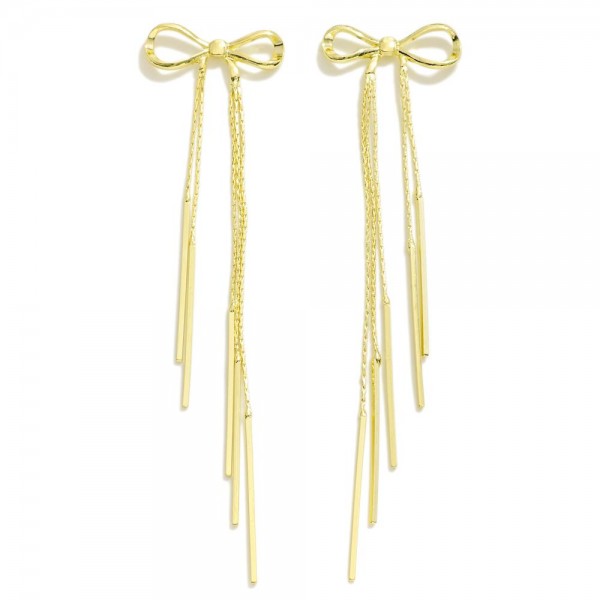 Wholesale metal Bow Drop Earrings Chain Tassels L