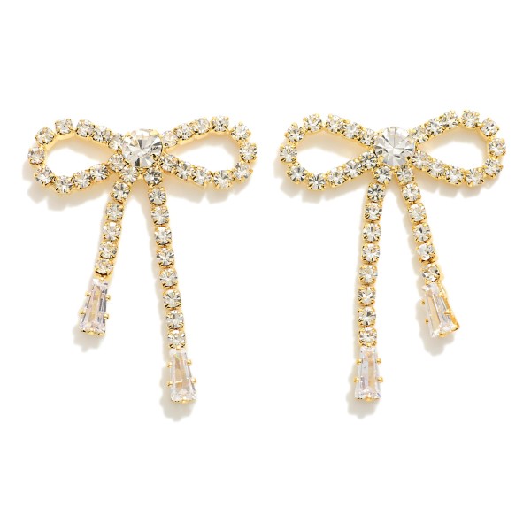 Wholesale cubic Zirconia Studded Bow Post Drop Earrings L
