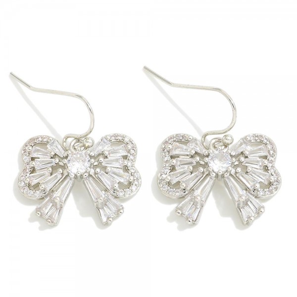 Wholesale cubic Zirconia Studded Bow Drop Earrings L