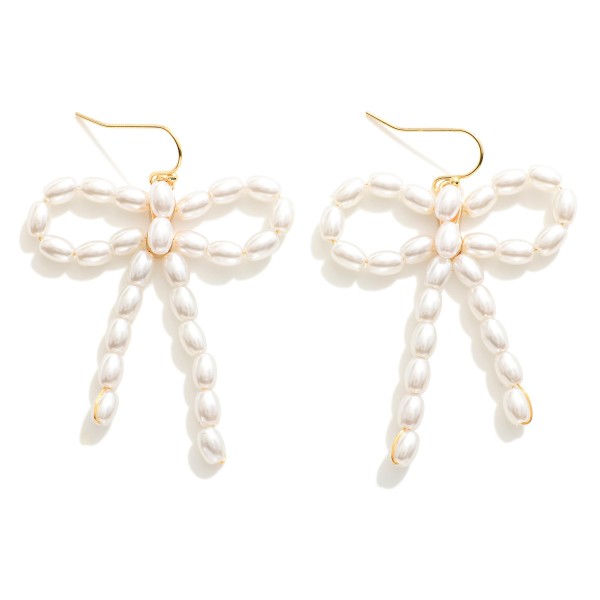 Wholesale pearl Beaded Bow Drop Earrings L