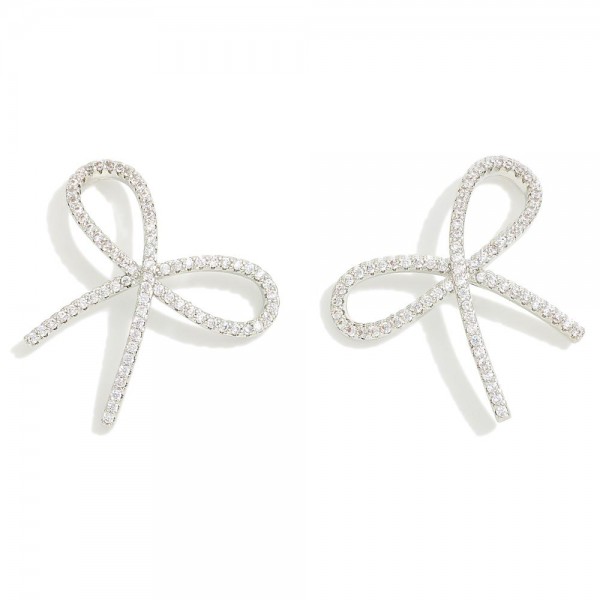 Wholesale metal Cubic Zirconia Studded Simple Bow Stud Earrings L
