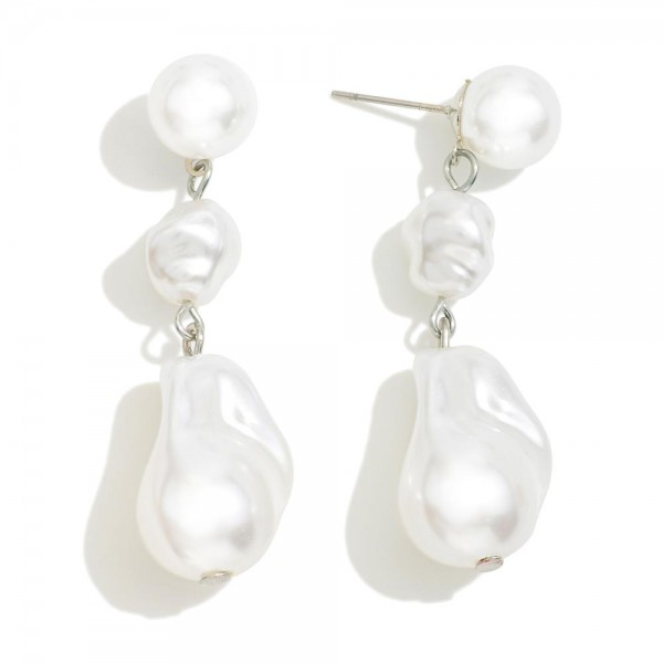 Linked Pearl Post Drop Earrings

- Approximately 2" L