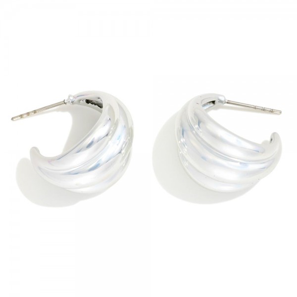 Metallic Scalloped Hoop Earrings

- Approximately .75" D