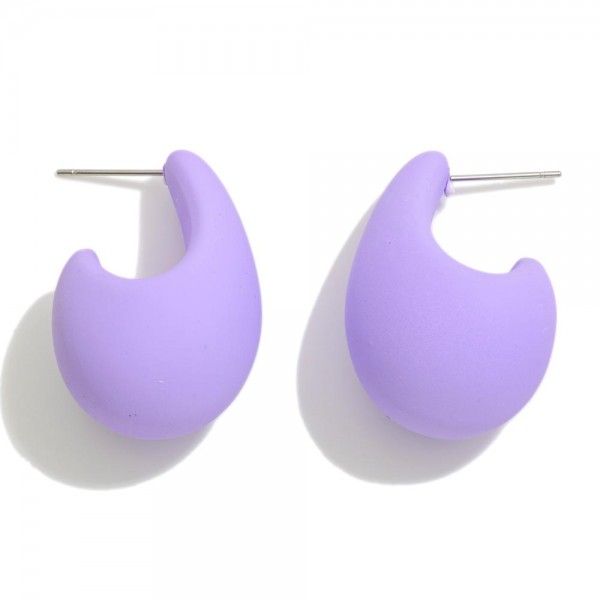 Wholesale matte Finish Teardrop Hoop Earrings L