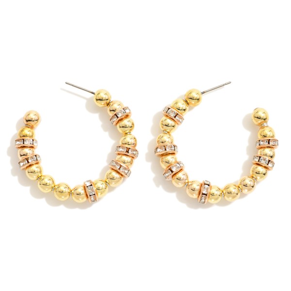 Wholesale metal Beaded Hoop Earrings Rhinestone Cuff Accents D